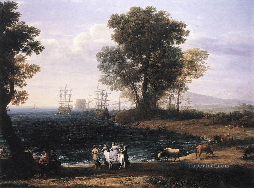 Coast Scene with the Rape of Europa landscape Claude Lorrain Oil Paintings